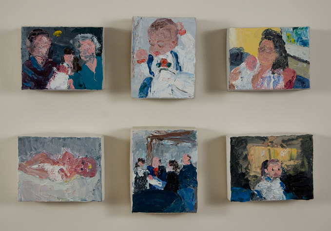 Six Snapshots Small Paintings Oil on paint-tube boxes