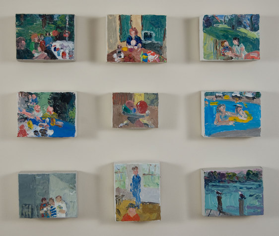 Nine Snapshots Small Paintings Oil on paint-tube boxes