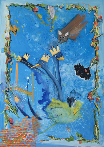 Marsha Nouritza Odabashian About In The Shade of the Peacock and Half Perceived: Stalking the Peacock (Click to open)  Oil on Canvas