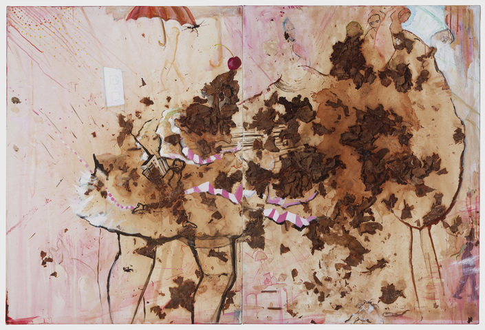 Marsha Nouritza Odabashian Paintings  Onionskins, Dye, Acrylic Paint and Drawing Media on Canvas
