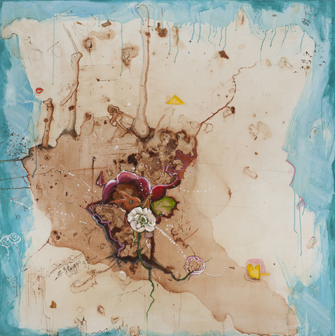 Marsha Nouritza Odabashian Paintings  Onionskins, Dye Drawing Media and Acrylic Paint on Canvas