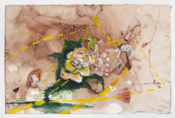 Marsha Nouritza Odabashian Drawing/painting/collage  Onionskin Dye and Gouache on Stonehenge Paper 