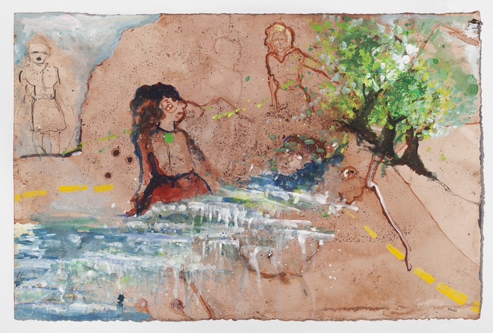 Marsha Nouritza Odabashian Drawing/painting/collage  Onionskin Dye and Gouache on Stonehenge Paper