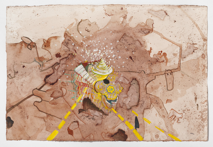 Marsha Nouritza Odabashian Drawing/painting/collage  Onionskin Dye and Gouache on Stonehenge Paper
