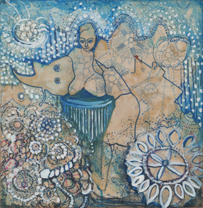 Marsha Nouritza Odabashian Paintings  Acrylic paint, onionskin dye and India ink on stretched canvas