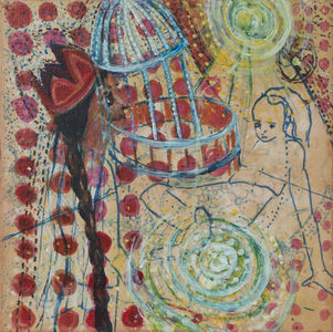 Marsha Nouritza Odabashian Paintings  Acrylic paint, onionskin dye and India ink on canvas