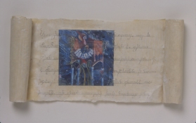 Marsha Nouritza Odabashian About Miniatures (Click to open)  Mixed media on parchment paper 