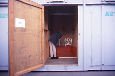 Martha Schlitt INSTALLATIONS chairs, paprika, plexiglas, wooden storage locker