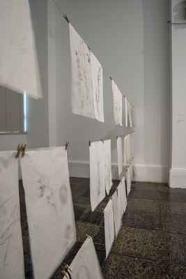 Marty Baird 2ATLANTICOS 1PACIFICO Japanese papers, graphite, toner, wire, wood