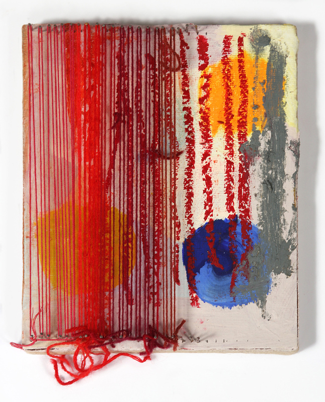 string section 1 C O N S T R U C T I O N S watercolor, gouache, oil, oil stick, paper, cotton, wool on wood