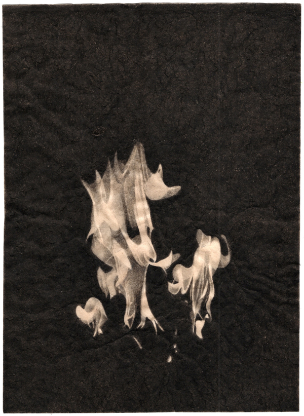 Meg Alexander fire India ink on Nepal paper