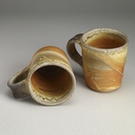  Cups and Mugs Porcelaneous stoneware, thick slip, shino glaze, natural ash glaze