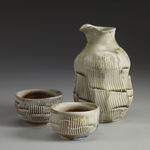  Pouring Vessels porcelaineous stoneware, white shino, natural ash glaze