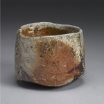  Chawan Stoneware, slip, natural ash glaze.