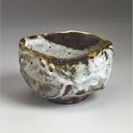  Chawan Stoneware, red art slip, shino glaze, natural ash glaze