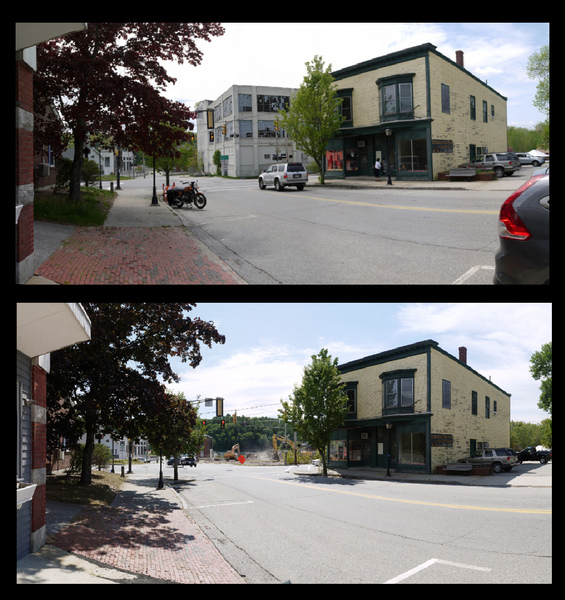 Looking Southwest, Main Street and Route 196, 23 May and 09 August Michael Kolster Outside the Mill archival pigment print