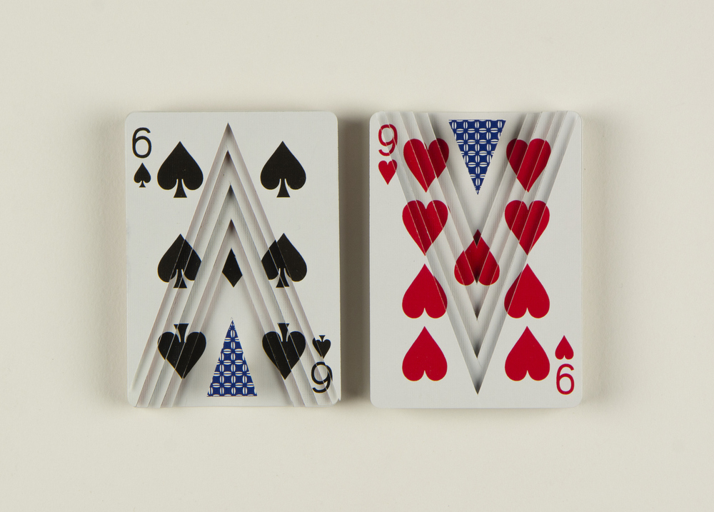  Dealer's Choice playing cards and basswood mounted on archival board
