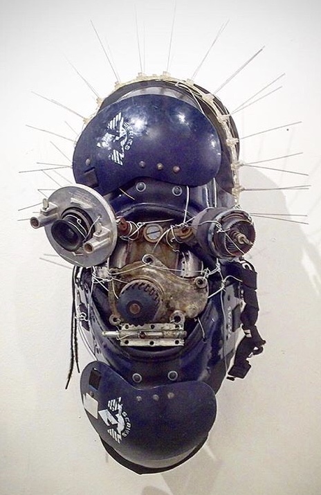 MICHAEL CUOMO SCULPTURE/ ASSEMBLAGE  MASK_ ”HEADS OF STATE” discarded material wrapped in steel wire