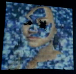 Michelle Anne Holman Visual Snow Storm // Installations  Video projection, oil paint and mirrors