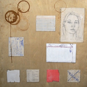Michelle Anne Holman Paintings on Wood 2014 Acrylic, Pencil, Pen, and Coffee on Wood