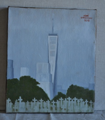 SAELAMS FINE  ART  GALLERY CITYSCAPE OIL PAINTING 
