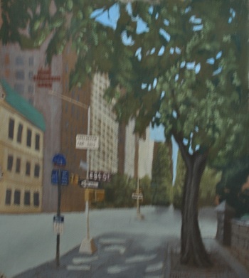 SAELAMS FINE  ART  GALLERY CITYSCAPE OIL PAINTING 