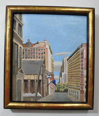 SAELAMS FINE  ART  GALLERY CITYSCAPE OIL PAINTING 