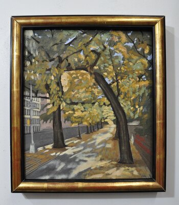SAELAMS FINE  ART  GALLERY CITYSCAPE OIL PAINTING 