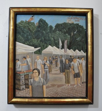 SAELAMS FINE  ART  GALLERY CITYSCAPE OIL PAINTING 