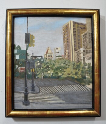 SAELAMS FINE  ART  GALLERY CITYSCAPE OIL PAINTING 