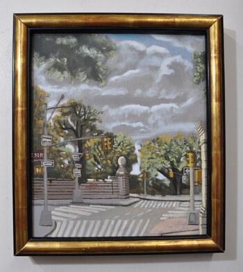 SAELAMS FINE  ART  GALLERY CITYSCAPE OIL PAINTING 