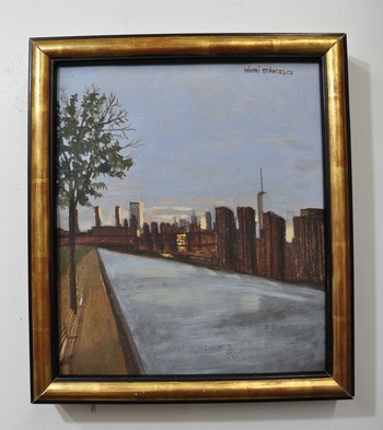 SAELAMS FINE  ART  GALLERY CITYSCAPE OIL PAINTING 