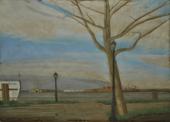 SAELAMS FINE  ART  GALLERY CITYSCAPE OIL PAINTING 