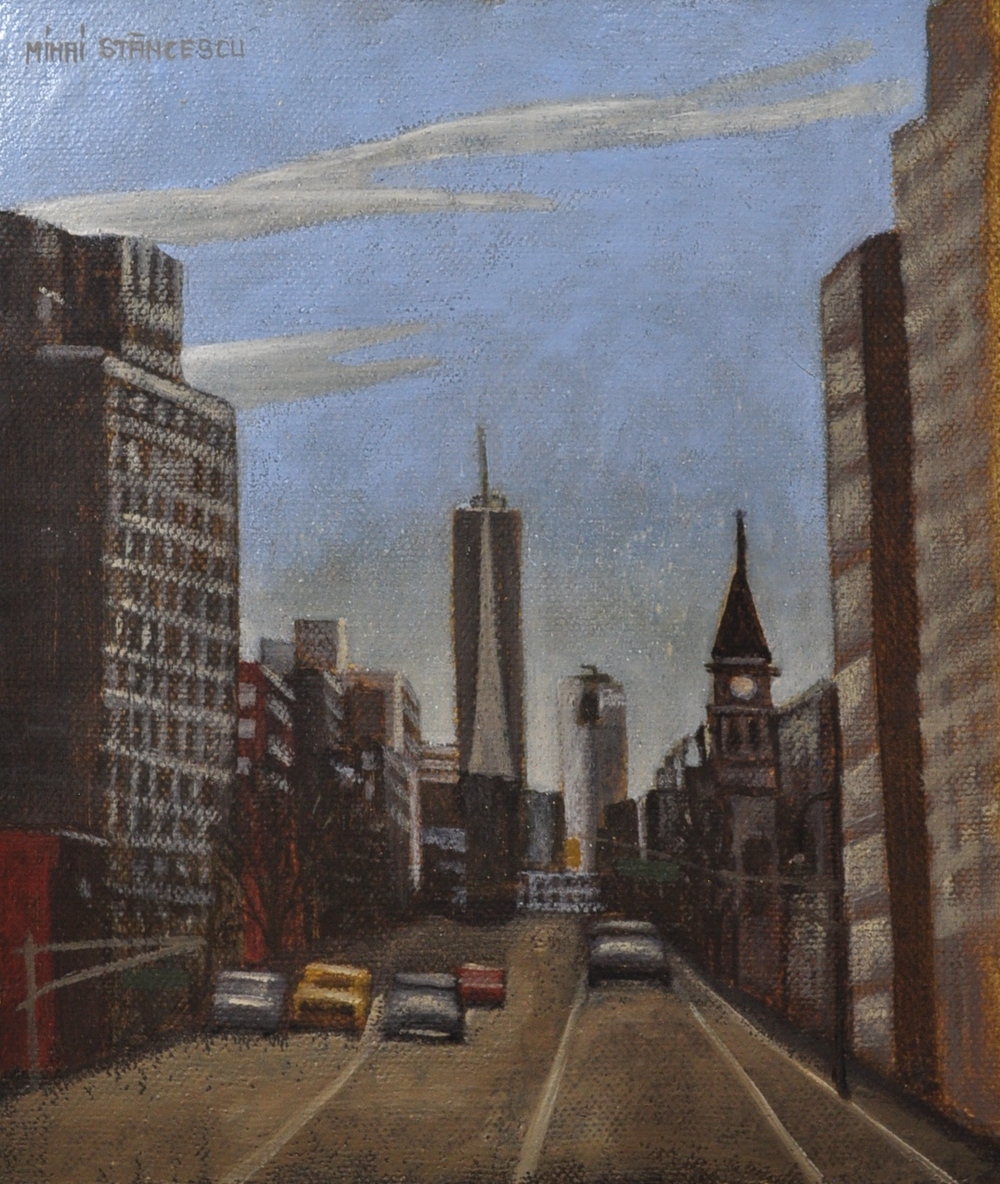 SAELAMS FINE  ART  GALLERY CITYSCAPE OIL PAINTING 