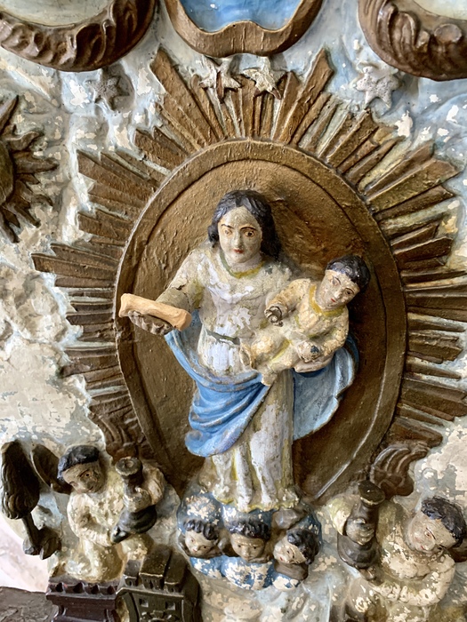 Finger Bone - sourced from a grave site, and place in The Lady's hand. Sanctuary of our Lady of the Conception, Vila Vicsoa, Portugal 