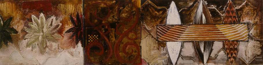 Miroslav Antic 80s oil and mixed media on canvas