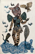 MARYJEAN  VIANO  CROWE MONOPRINTS Mixed media Mono print