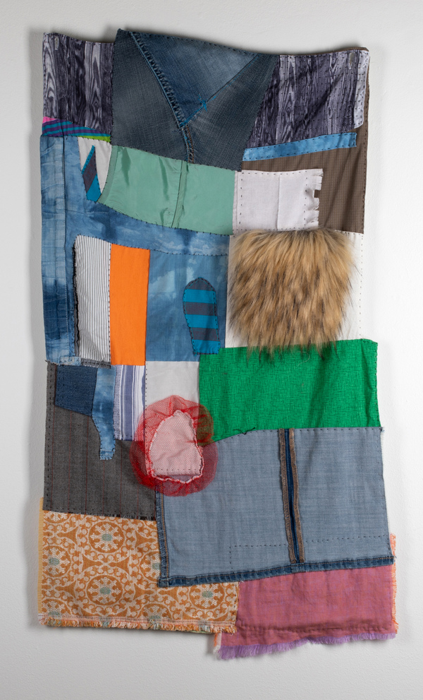 Mollie Murphy Textiles/Quilts reclaimed fabric, clothing, fake fur, appliqué, patchwork