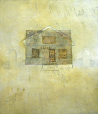 MOLLY RAUSCH Maps Oil, wax, collage on plywood