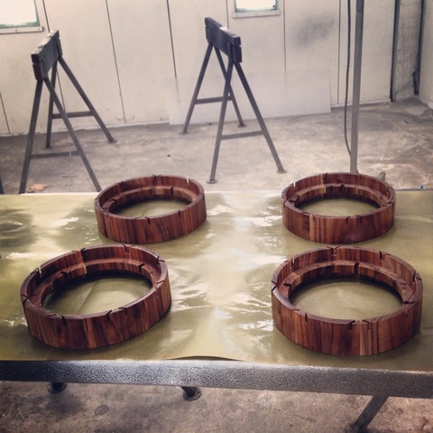 Walnut rings for pendant light fixtures