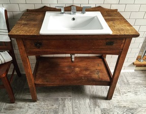 Bathroom remodel: bath vanity - repurposed furniture