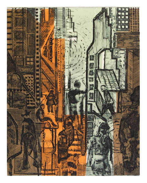 Marjorie Tomchuk  etching, using a zinc plate plus additional plates for color.