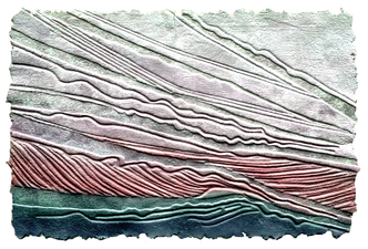 Marjorie Tomchuk Cast Paper cast paper, 100% cotton fiber, airbrushed with fiber dyes.