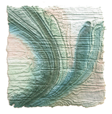 Marjorie Tomchuk Small Prints monoprint, embossed handmade cotton fiber paper, hand colored