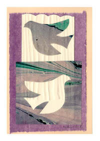 Marjorie Tomchuk Small Prints Collage, varied edition using marbled paper, with variations