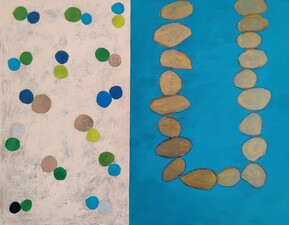 nancy berlin What they wore 2024-2025 mied media on wood panel