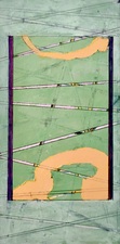 nancy berlin Flight Patterns 2025 mixed media on wood pael
