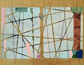 nancy berlin Flight Patterns 2025 mixed media on wood panel
