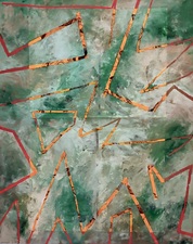 nancy berlin Flight Patterns 2025 mixed media on wood panel