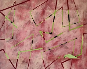 nancy berlin Flight Patterns 2025 mixed media on wood panel